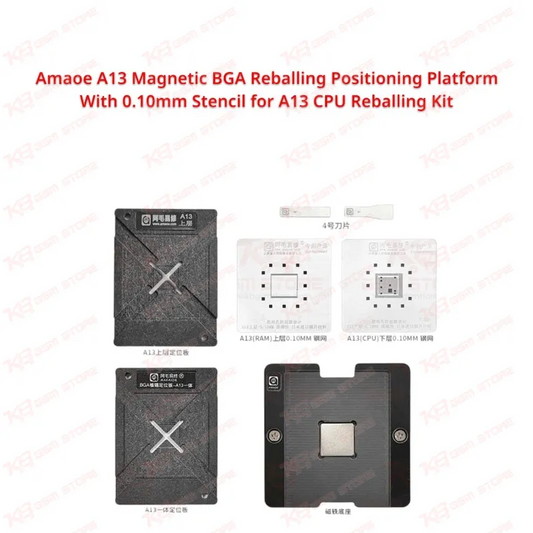 Amaoe A13 Magnetic BGA Reballing Positioning Platform With 0.10mm Stencil for A13 CPU Reballing Kit