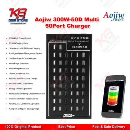 Aojiw 300W-50D Multi 50 Port USB Charging Station for Mobile Repair Shops Pakistan