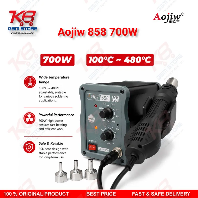 Aojiw 858 700W Hot Air Rework Station – Digital SMD BGA Desoldering Machine