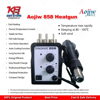Aojiw 858 Hot Air Rework Station – Digital SMD Heat Gun for Mobile Repair