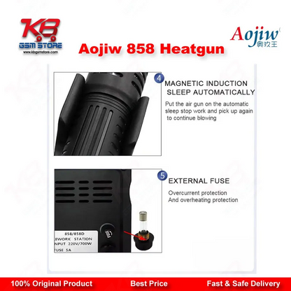 Aojiw 858 Hot Air Rework Station – Digital SMD Heat Gun for Mobile Repair