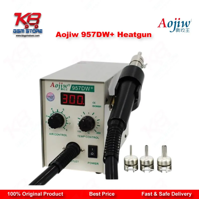 Aojiw 957DW+ Hot Air Rework Station 580W SMD BGA Heat Gun for Mobile PCB Repair