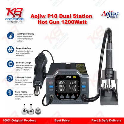 Aojiw P9 1200W Digital Hot Air Gun Rework Station for Mobile Repair