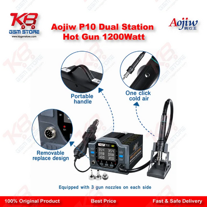 Aojiw P9 1200W Digital Hot Air Gun Rework Station for Mobile Repair