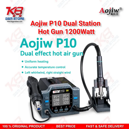 Aojiw P10 Dual Station Hot Air Rework Station 1200W – BGA IC Motherboard Repair Tool