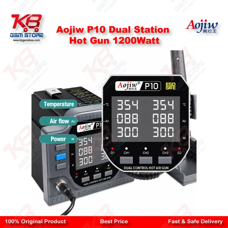 Aojiw P9 1200W Digital Hot Air Gun Rework Station for Mobile Repair