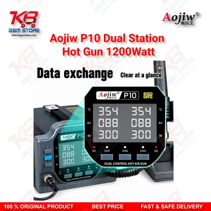 Aojiw P10 Dual Station Hot Air Rework Station 1200W – BGA IC Motherboard Repair Tool