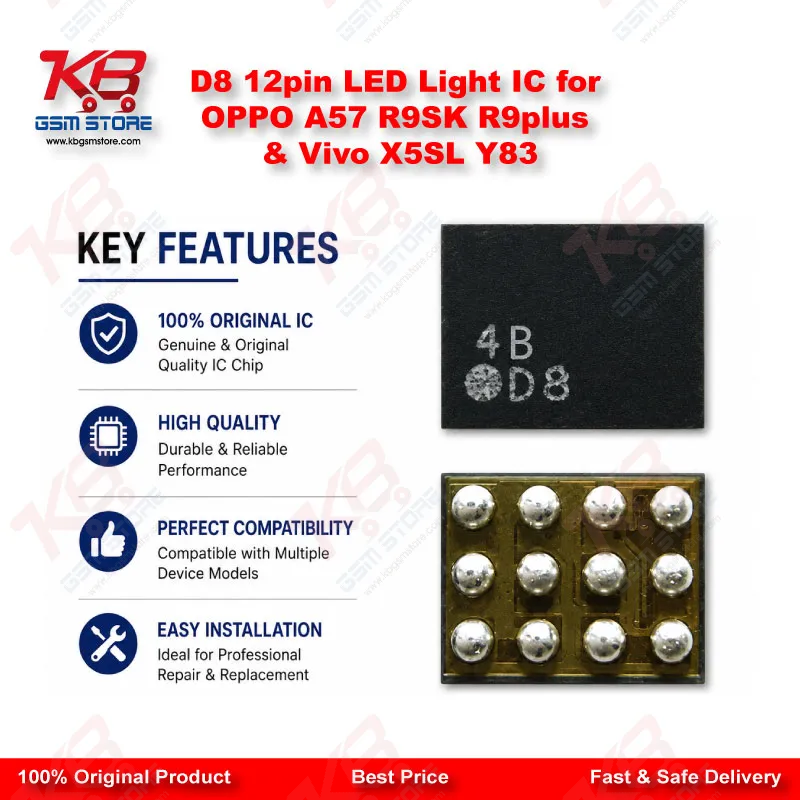 D8 12pin LED Light IC for OPPO A57 R9SK R9plus & Vivo X5SL Y83