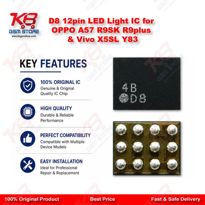 D8 12pin LED Light IC for OPPO A57 R9SK R9plus & Vivo X5SL Y83