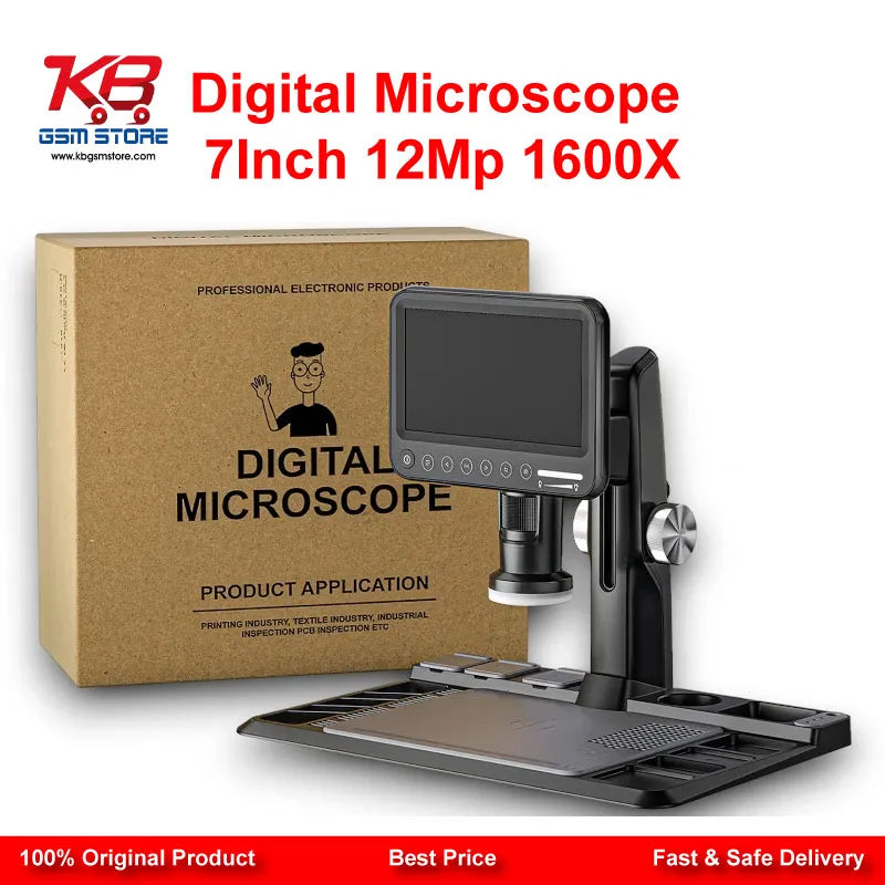 Digital Microscope 7 Inch 12MP 1600X – PCB Inspection – KB GSM Store
