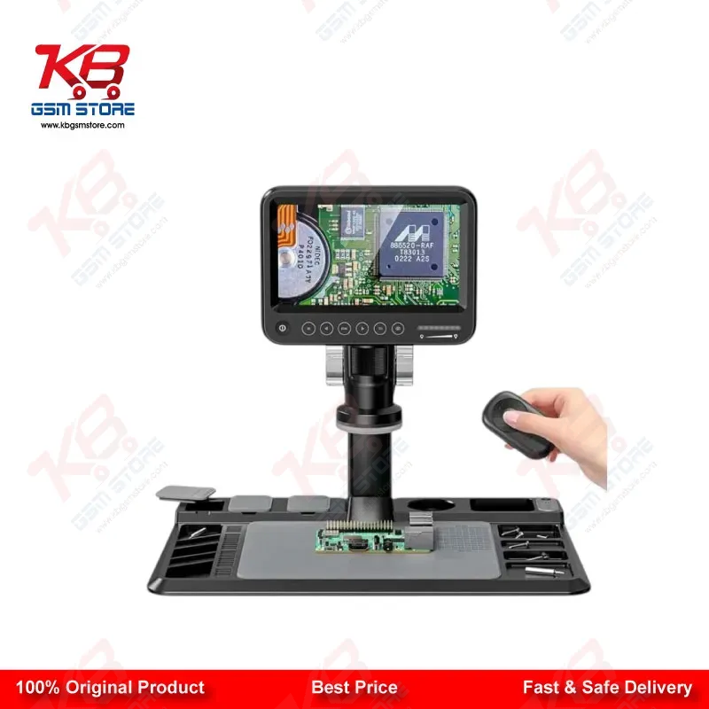 Digital Microscope 7 Inch 12MP 1600X – LCD Touch Screen PCB Inspection Microscope for Mobile Repair