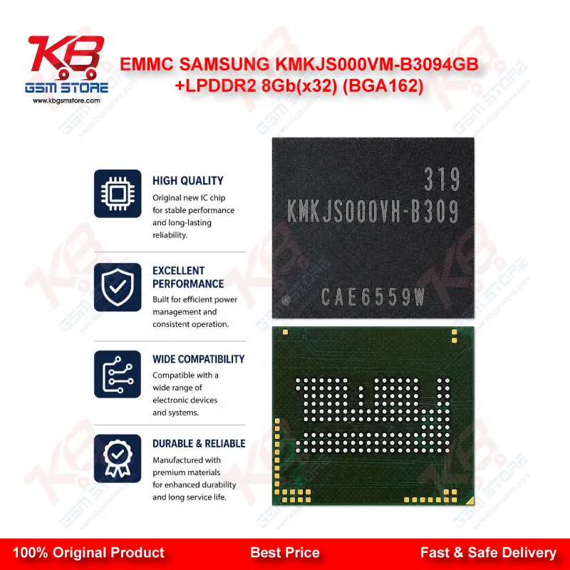 EMMC SAMSUNG KMKJS000VM-B309/4GB+LPDDR2 8Gb(x32) (BGA162)