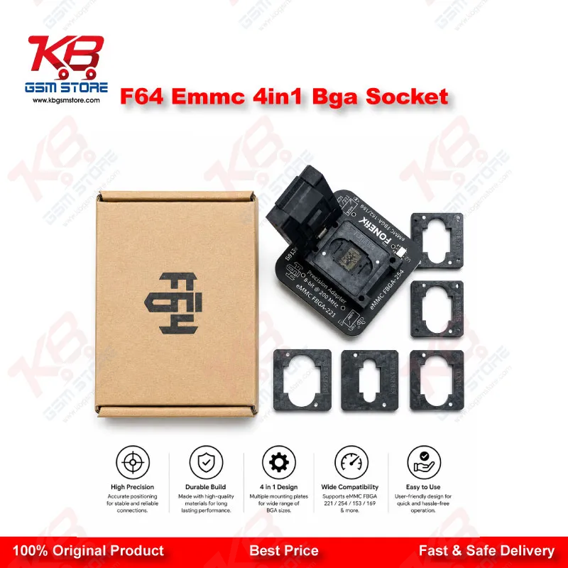 F64 EMMC 4in1 BGA Socket Adapter for Flash 64 Programmer – Chip-Off Recovery Tool