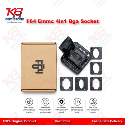 F64 EMMC 4in1 BGA Socket Adapter for Flash 64 Programmer – Chip-Off Recovery Tool