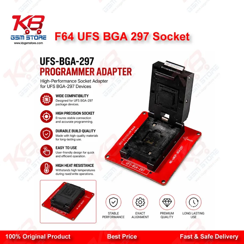 F64 UFS BGA 297 Socket Adapter for Flash 64 NAND Programmer