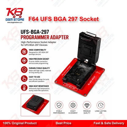 F64 UFS BGA 297 Socket Adapter for Flash 64 NAND Programmer