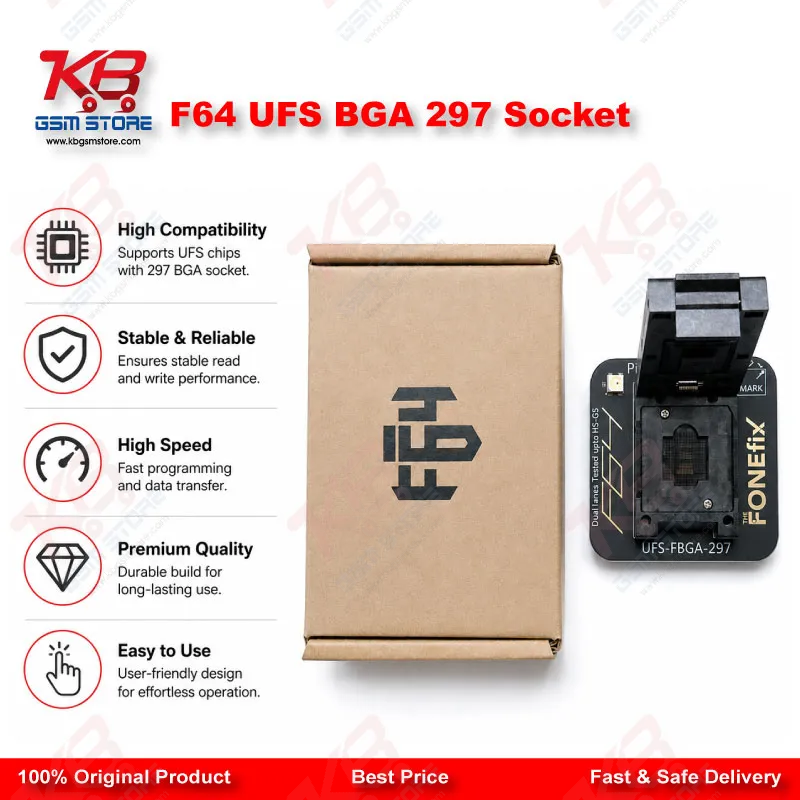 F64 UFS BGA 297 Socket Adapter for Flash 64 NAND Programmer