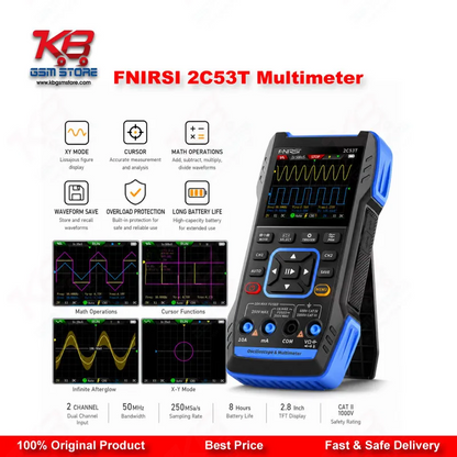 FNIRSI 2C53T 3-in-1 Handheld Oscilloscope Multimeter DDS Signal Generator 50MHz 250MS/s