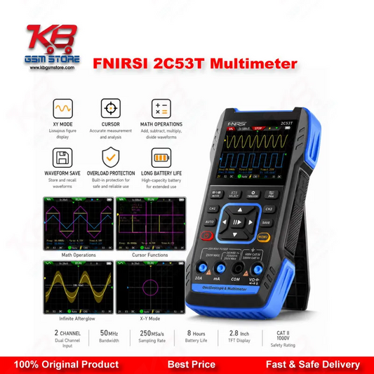 FNIRSI 2C53T 3-in-1 Handheld Oscilloscope Multimeter DDS Signal Generator 50MHz 250MS/s