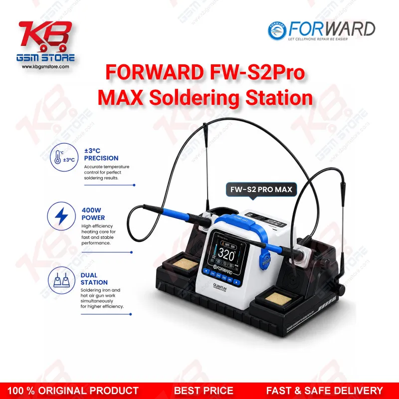 FORWARD FW-S2ProMax Double Station Soldering Iron Station – 400W Precise Temperature Control