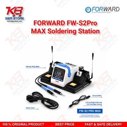 FORWARD FW-S2ProMax Double Station Soldering Iron Station – 400W Precise Temperature Control