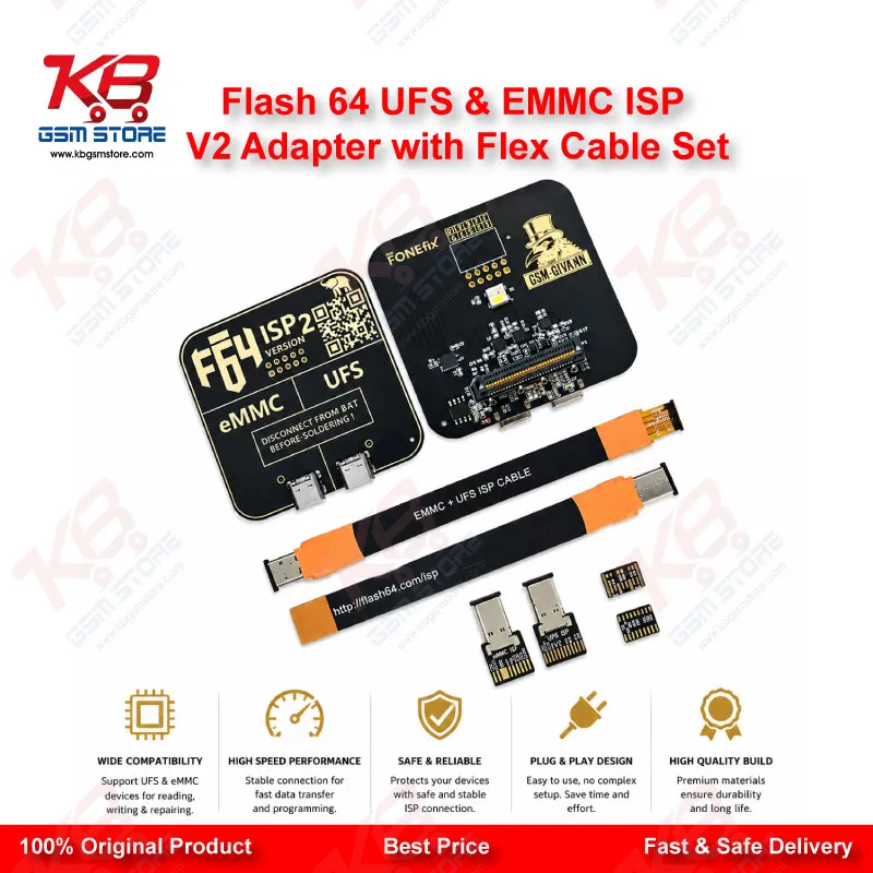 Flash 64 UFS & EMMC ISP V2 Adapter with Flex Cable Set – F64 ISP Board Pakistan