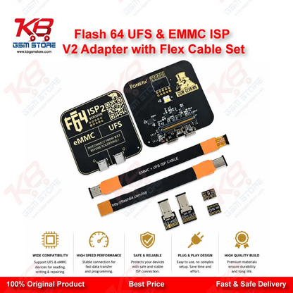 Flash 64 UFS & EMMC ISP V2 Adapter with Flex Cable Set – F64 ISP Board Pakistan