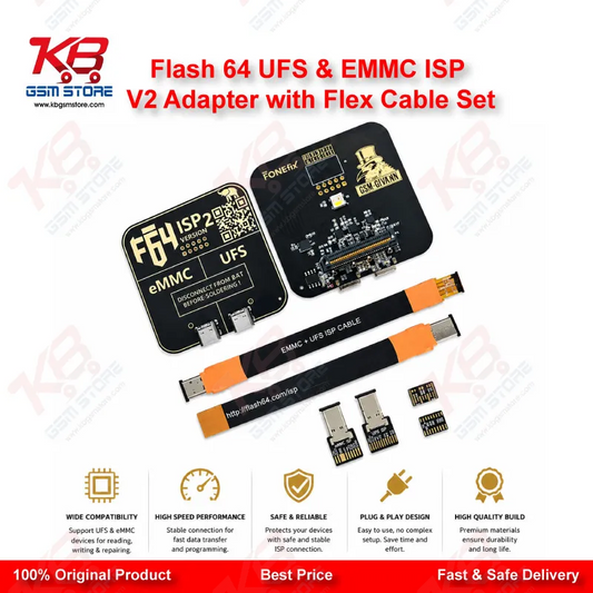Flash 64 UFS & EMMC ISP V2 Adapter with Flex Cable Set – F64 ISP Board Pakistan