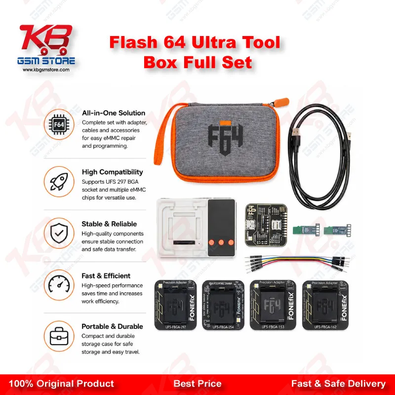 Flash 64 Ultra Tool Box Full Set – Original UFS/eMMC Programmer