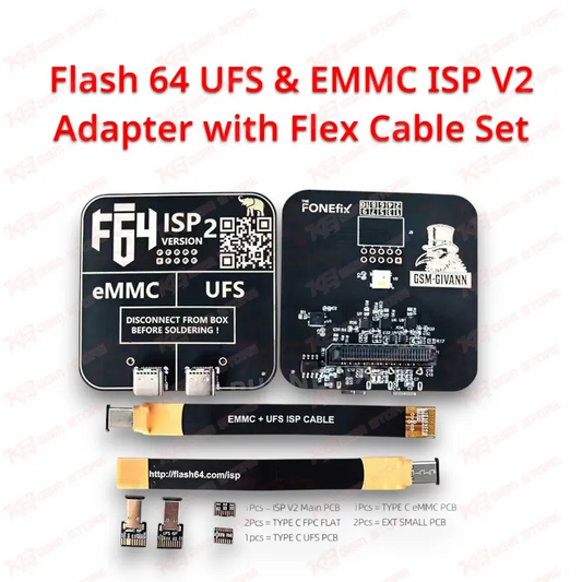 Flash 64 UFS & EMMC ISP V2 Adapter with Flex Cable Set