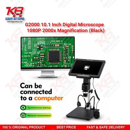 G2000 10.1" HD Digital Microscope – 2000X PCB & Mobile IC Repair Microscope (Black)