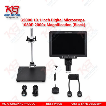 G2000 10.1" HD Digital Microscope – 2000X PCB & Mobile IC Repair Microscope (Black)