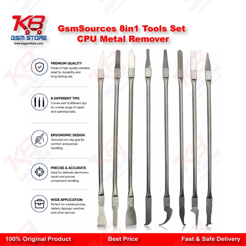 GsmSources 8in1 CPU IC Chip Remover Tool Set – Stainless Steel Metal Removal Blades for Mobile Repair