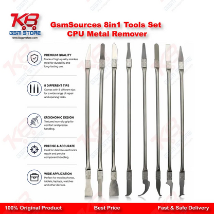 GsmSources 8in1 CPU IC Chip Remover Tool Set – Stainless Steel Metal Removal Blades for Mobile Repair