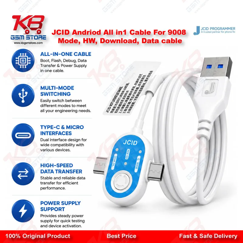 JCID Android Engineering Cable – 9008 EDL, Samsung DL & HW 1.0 Multi-Mode Service Cable