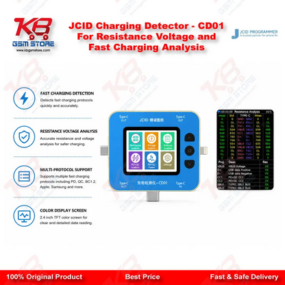 JCID Charging Detector – CD01 For Resistance Voltage and Fast Charging Analysis