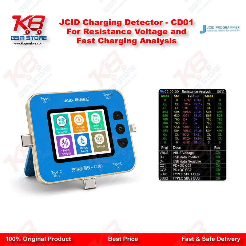 JCID Charging Detector – CD01 For Resistance Voltage and Fast Charging Analysis