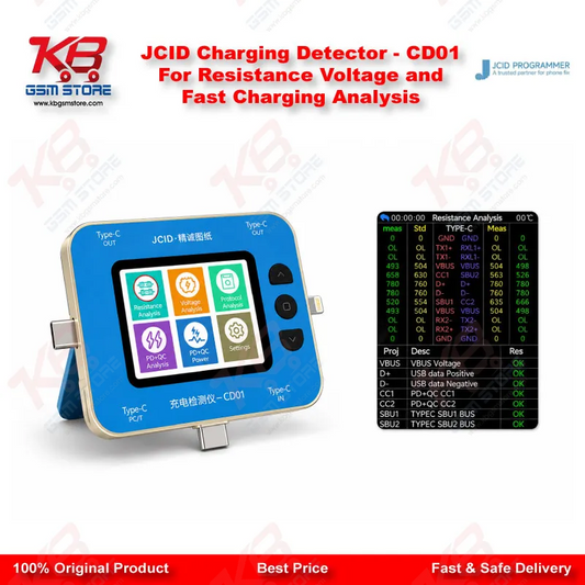 JCID Charging Detector – CD01 For Resistance Voltage and Fast Charging Analysis