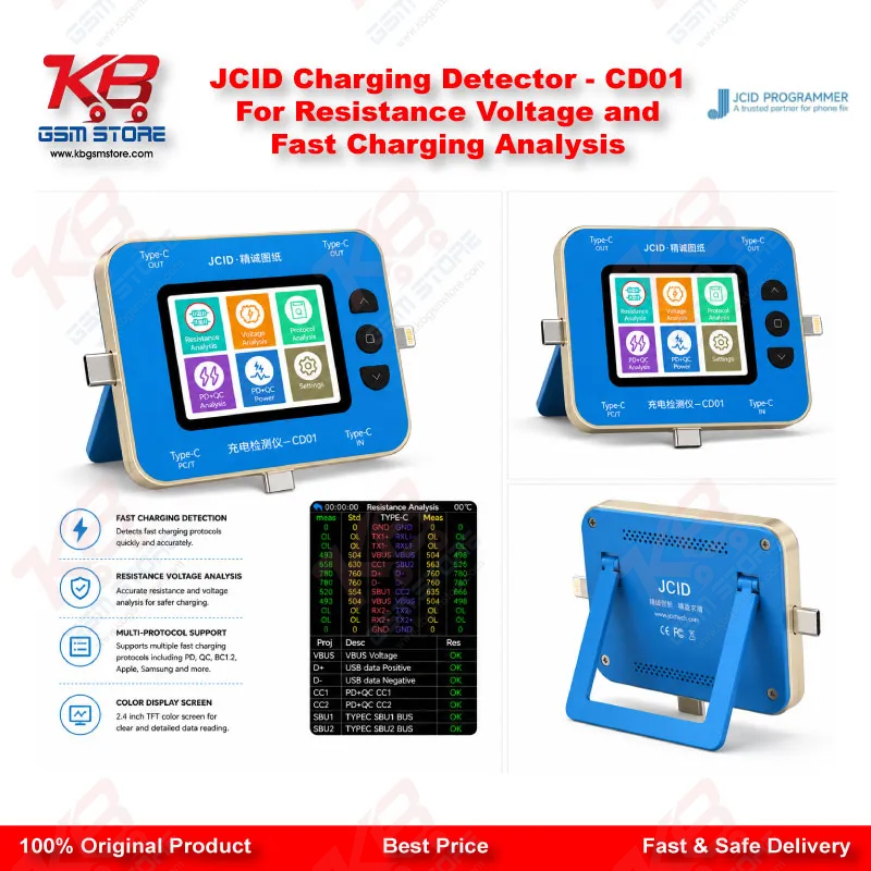 JCID Charging Detector – CD01 For Resistance Voltage and Fast Charging Analysis