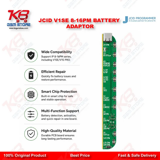 JCID V1SE 8-16PM Battery Adaptor for iPhone 8 to 16 Series Battery Activation