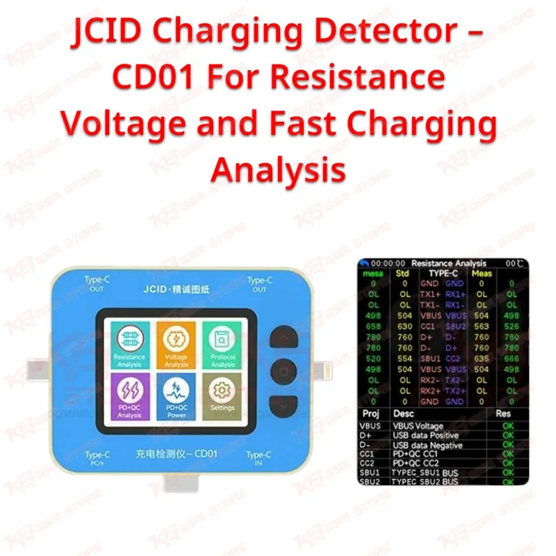 JCID Charging Detector – CD01 For Resistance Voltage and Fast Charging Analysis