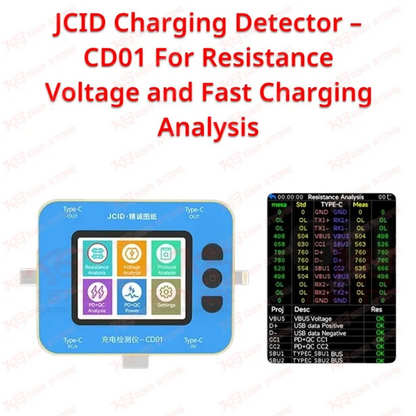 JCID Charging Detector – CD01 For Resistance Voltage and Fast Charging Analysis