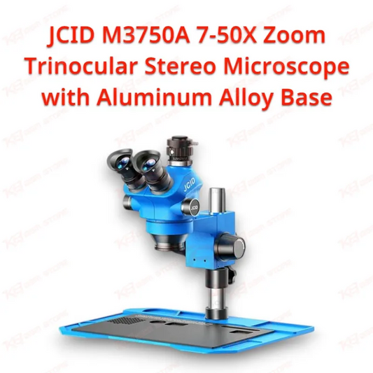 JCID M3750A 7-50X Zoom Trinocular Stereo Microscope with Aluminum Alloy Base
