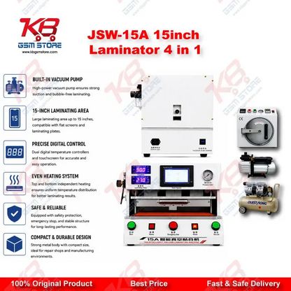 JSW-15A 15 Inch Multi-Function Laminator – Tablet & Mobile LCD Lamination Machine 4 in 1