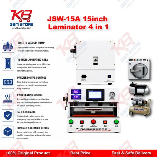 JSW-15A 15 Inch Multi-Function Laminator – Tablet & Mobile LCD Lamination Machine 4 in 1