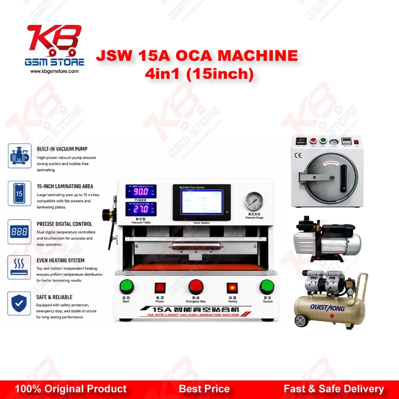 JSW-15A 15 Inch Multi-Function Laminator – Tablet & Mobile LCD Lamination Machine 4 in 1