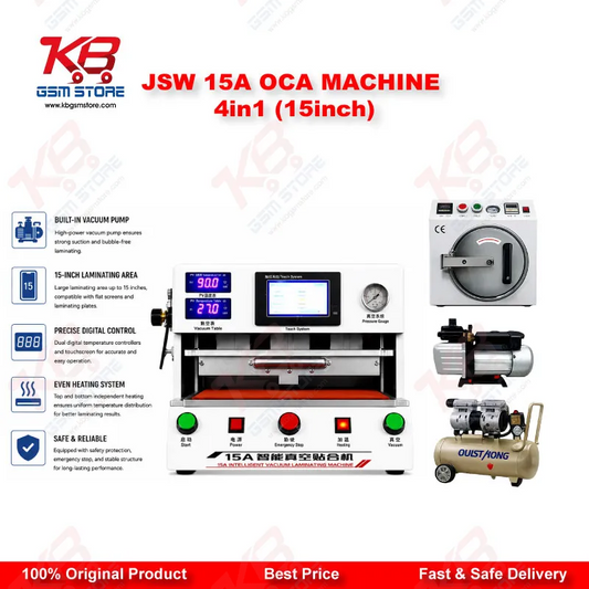 JSW-15A 15 Inch Multi-Function Laminator – Tablet & Mobile LCD Lamination Machine 4 in 1