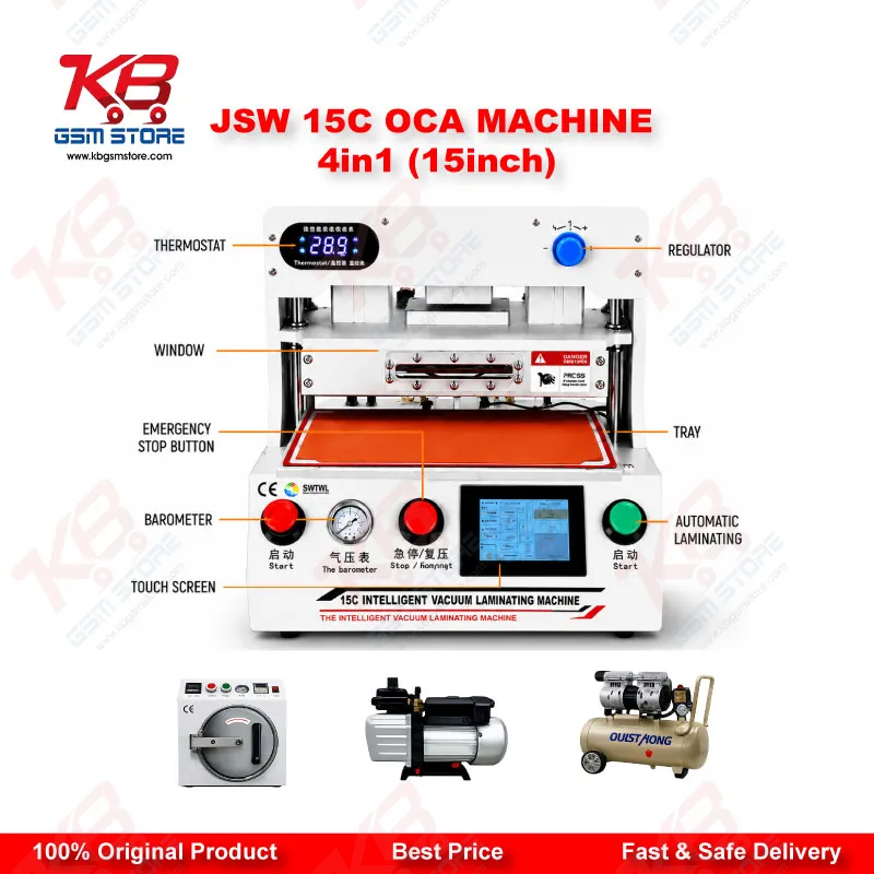 JSW-15C 15 Inch OCA Lamination Machine for Mobile Phone and Tablet Screens 4 in 1
