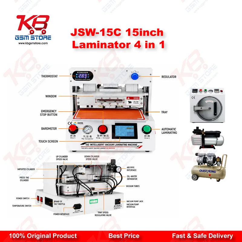 JSW-15C 15 Inch OCA Lamination Machine for Mobile Phone and Tablet Screens 4 in 1