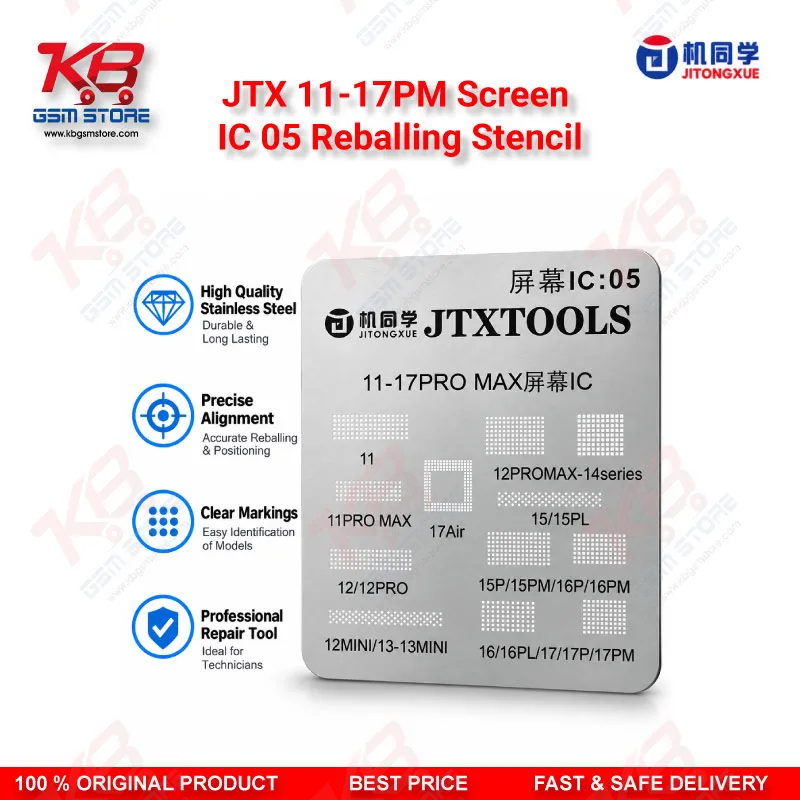 JTX 11-17PM Screen IC 05 Reballing Stencil for iPhone